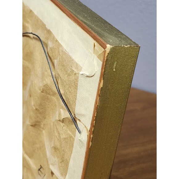 Vintage Framed Needlepoint Windmill & Sailboat Scene Signed 8' x 9' - Picture 10 of 11